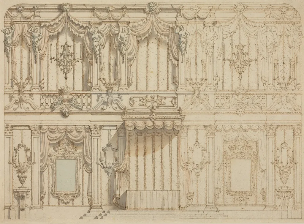 Design for a State Bedroom, by Francesco Nicoletti, ink, 1730