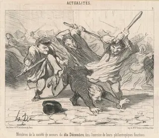 Membres de la société de secours du Dix-Décembre ..., by Honoré Daumier, ink, 1850