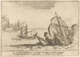 Boarding of the Petaccio, by Jacques Callot, ink, 1617