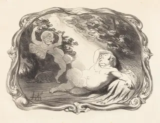 Le Sommeil d'Endymion-Berryer, by Honoré Daumier, ink, 1851