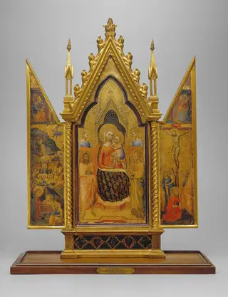 Madonna and Child with Saints, Crucifixion and Nativity, by Allegretto Nuzi, unspecified, 1354