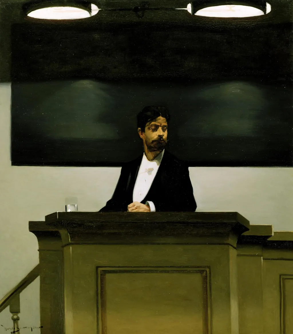 Georg Brandes at the University in Copenhagen, by Harald Slott-Møller, oil, 1895