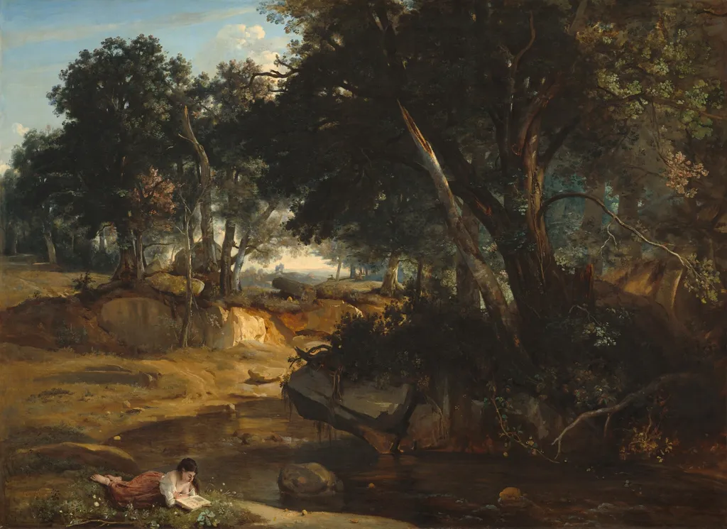 Forest of Fontainebleau, by Jean Baptiste Camille Corot, oil, 1834