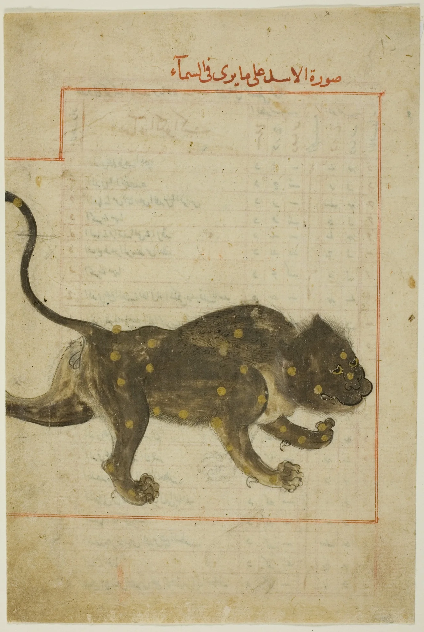 The Constellation Leo, folio probably from the Kitab suwar al-kawakib al-thabita (Book of the Images of the Fixed Stars), detail