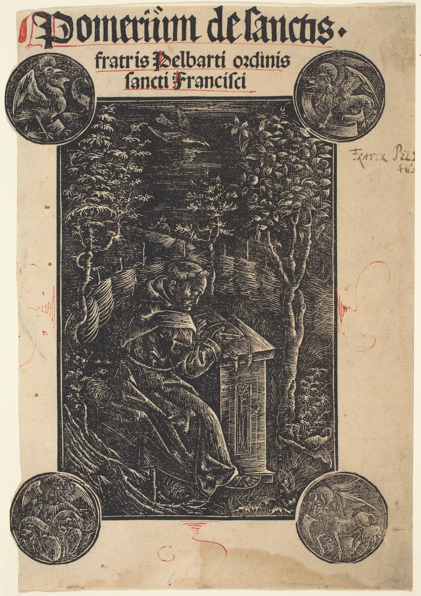 Franciscan, Pelbartus of Temesvar, in a Garden, detail