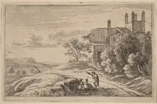 Building with a Square Tower, by Herman van Swanevelt, ink, 1628