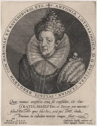 Antonia Lotharingica, by Crispijn van de Passe I, ink, 1599