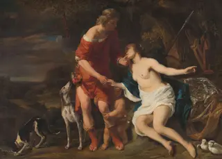 Venus and Adonis, by Ferdinand Bol, oil, 1658