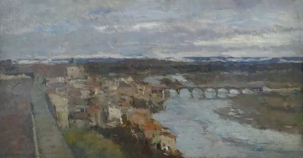 View of Pont-du-Chateau, by Albert Lebourg, oil, 1893