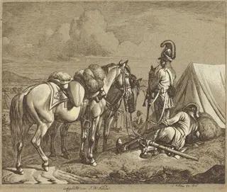 Austrian Dragoons, by Johann Adam Klein, ink, 1816