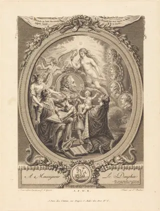 Allegory in Honor of Henri IV, by François Marie Isidore Queverdo, ink, 1772