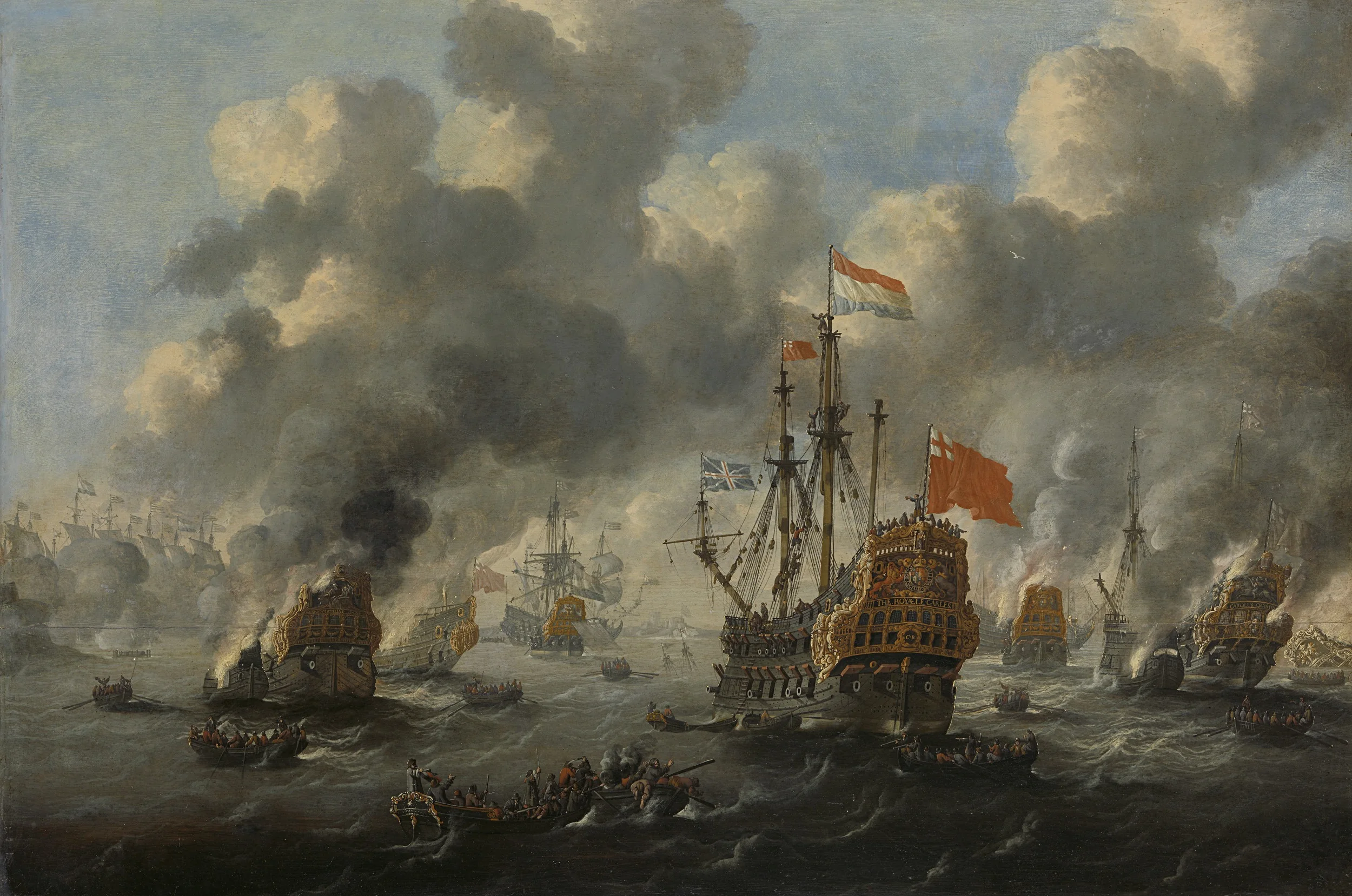 The burning of the English fleet off Chatham, 20 June 1667, detail