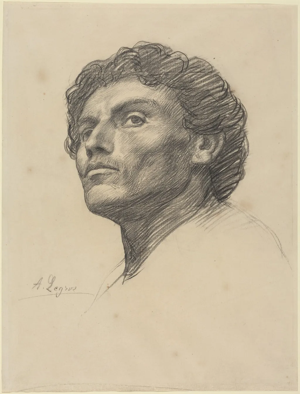 Head of a Man, by Alphonse Legros, chalk, 1874