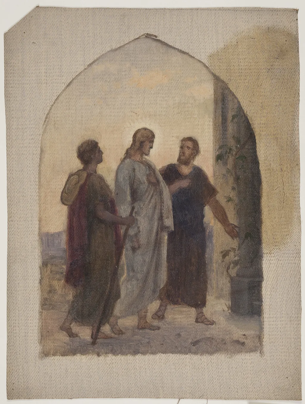 Oil sketch for the Road to Emmaus, by Anton Dorph, oil, 1890