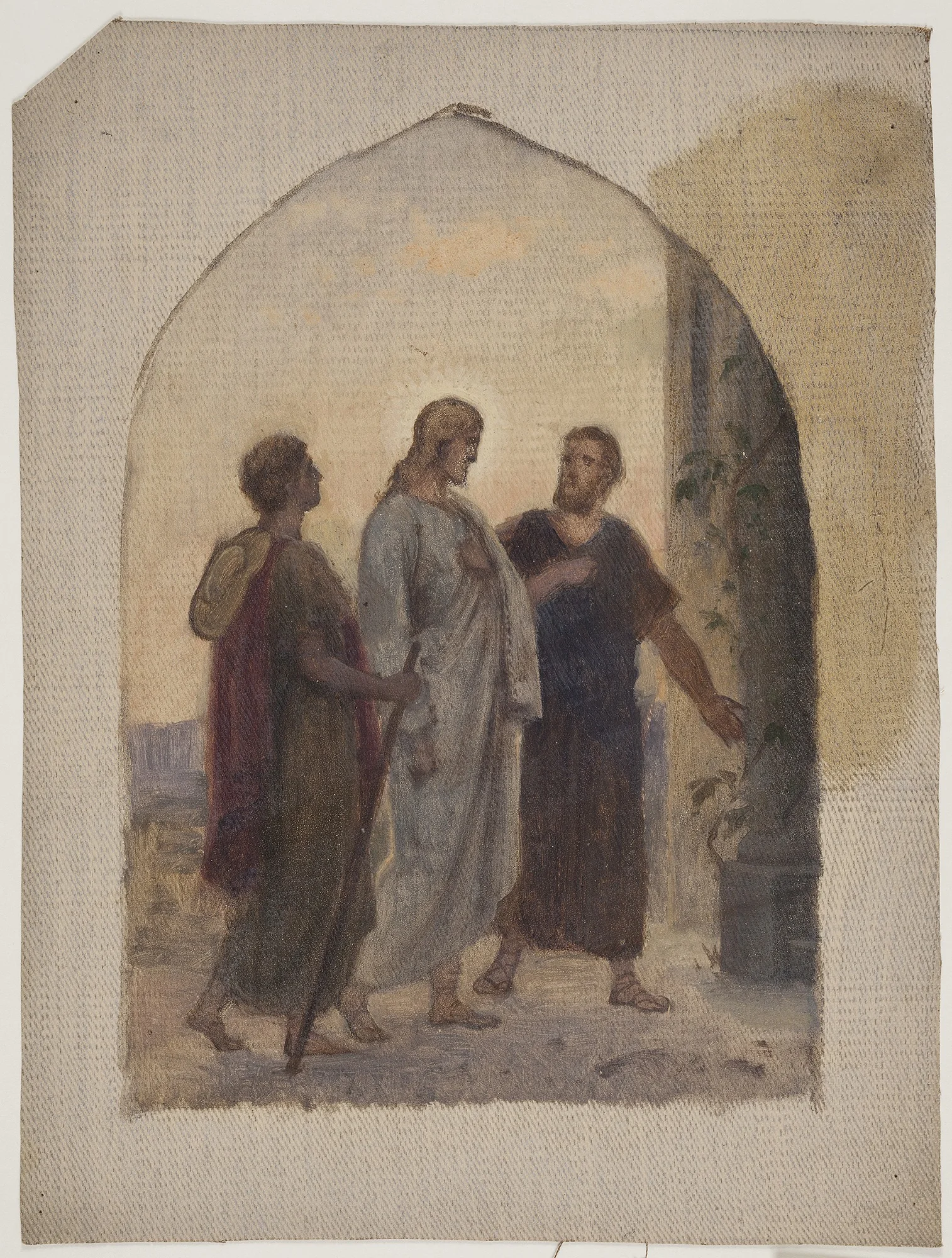 Oil sketch for the Road to Emmaus, detail