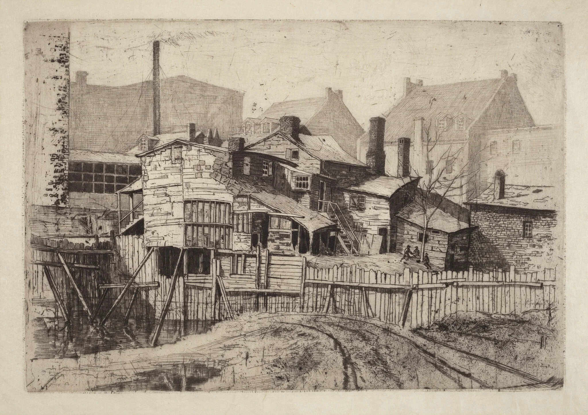 Untitled (Wooden House in City), detail