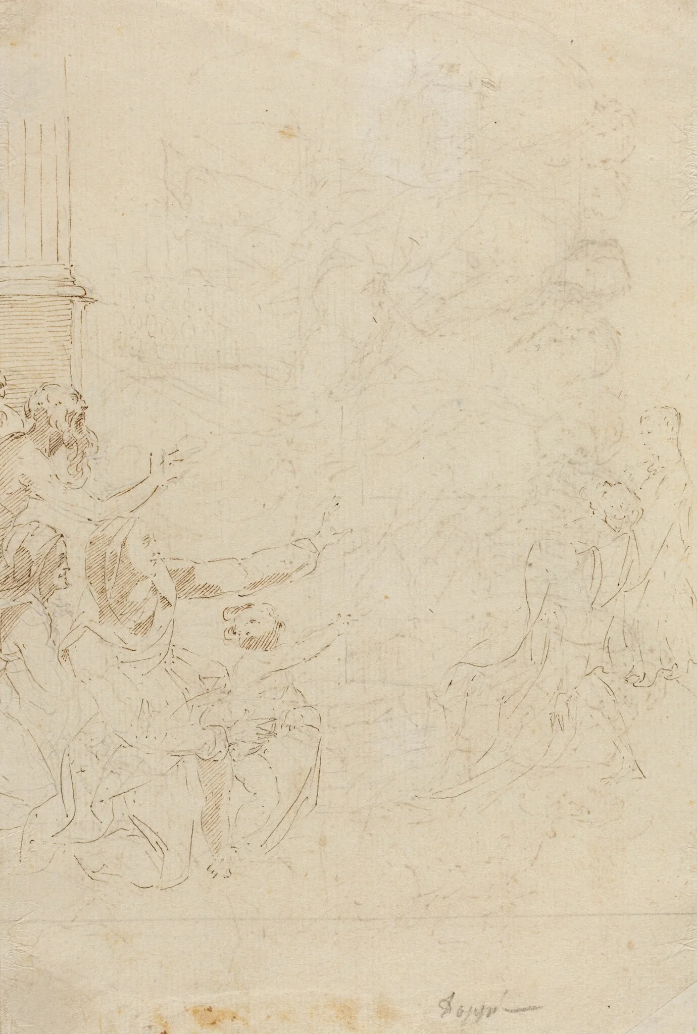 Seven Figures Witnessing an Ascension [verso], detail