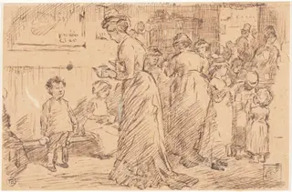 A Station Buffet, by Charles Samuel Keene, ink, 1857