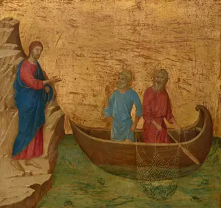 The Calling of the Apostles Peter and Andrew, by Duccio di Buoninsegna, oil, 1310