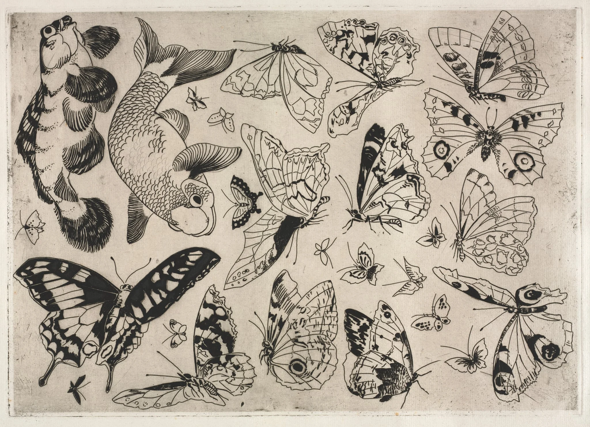 Dinner Service (Rousseau service): Butterflies and Fish (no. 16), detail