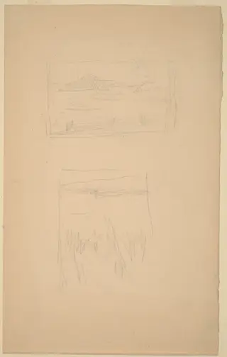 Two Sketches of Landscape Pictures hung at the Society of British Artists, by James McNeill Whistler, graphite, 1887
