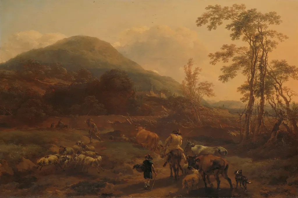 The Three Droves, by Nicolaes Pieterszoon Berchem, oil, 1656