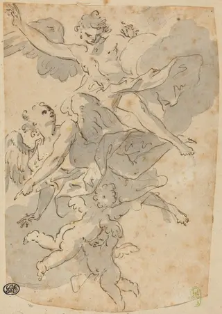 Angels and Putti, by Giovanni Battista Crosato, ink, 1722