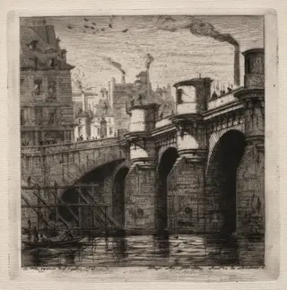Etchings of Paris:  The New Bridge, by Charles Meryon, 1853