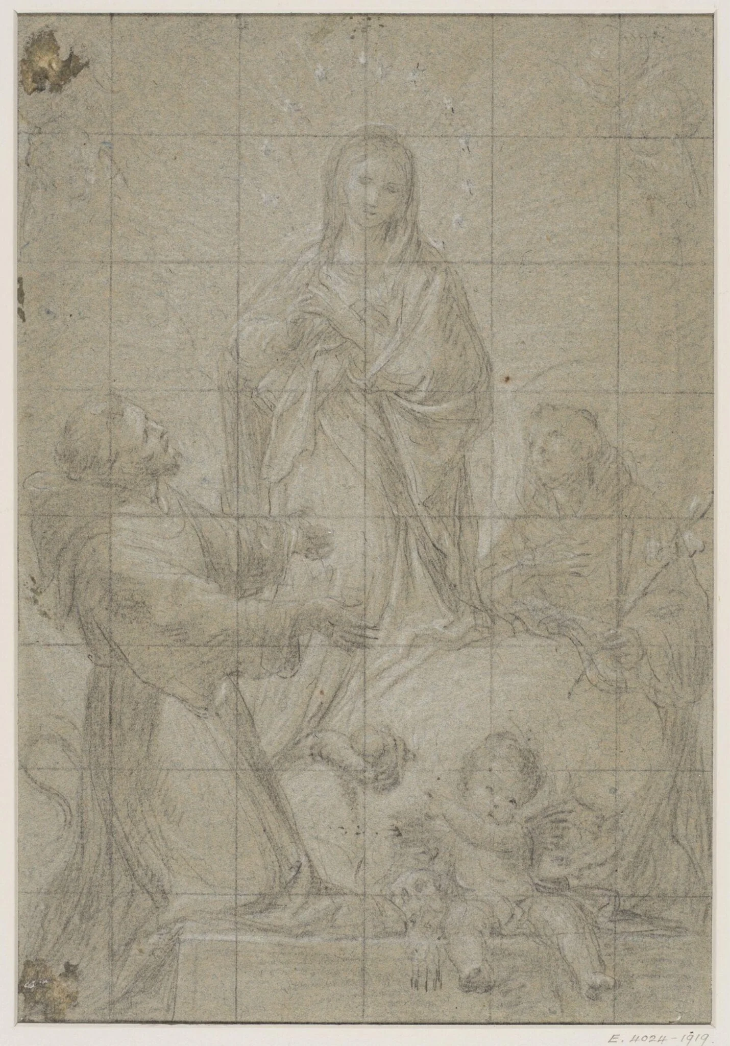 Saints adoring the Virgin Mary, detail