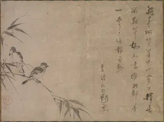 Sparrows and Bamboo, by Shiken Saidō, unspecified, 1504