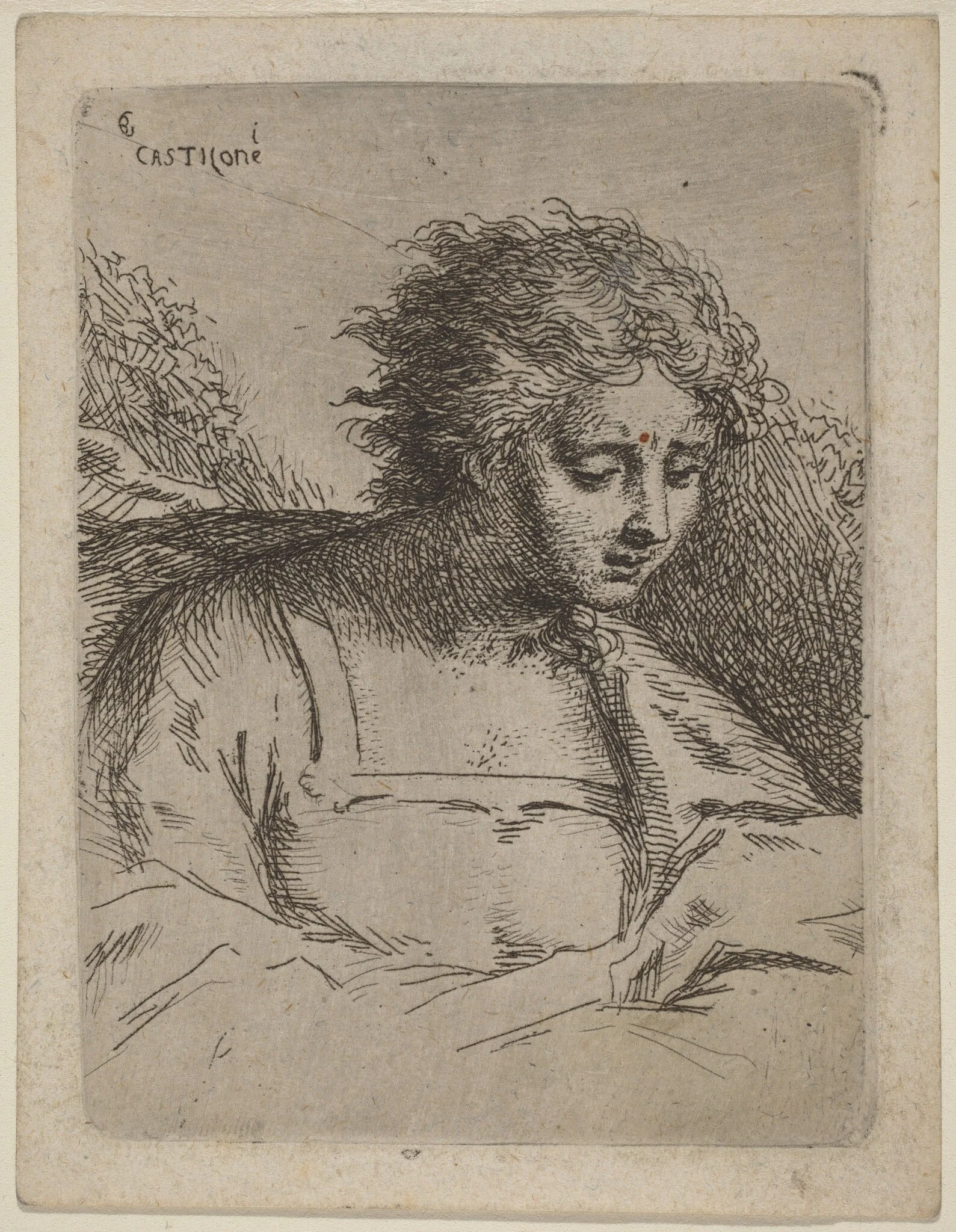 Half-Length Figure Reading, detail