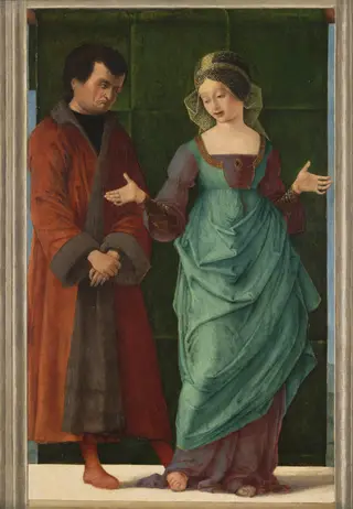 Portia and Brutus, by Ercole de'Roberti, oil, 1494