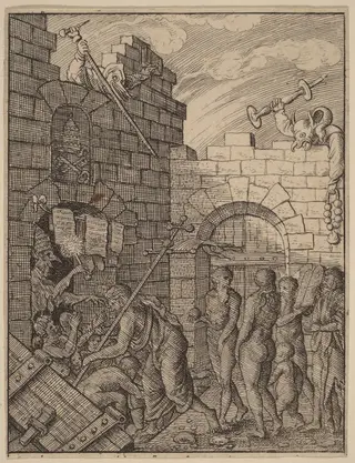Descent into Hell, by Wenceslaus Hollar, ink, 1642