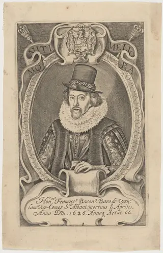 Sir Francis Bacon, by Simon van de Passe, ink, 1621