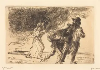 La route d'Emmaüs (1ère planche) (The Road to Emmaus) (first plate), by Jean-Louis Forain, ink, 1904