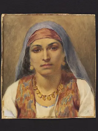 Head of an Egyptian Girl, by Frederick Goodall, watercolor, 1871