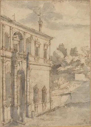 Villa di Papa Giulio, by Claude Lorrain, ink, 1635