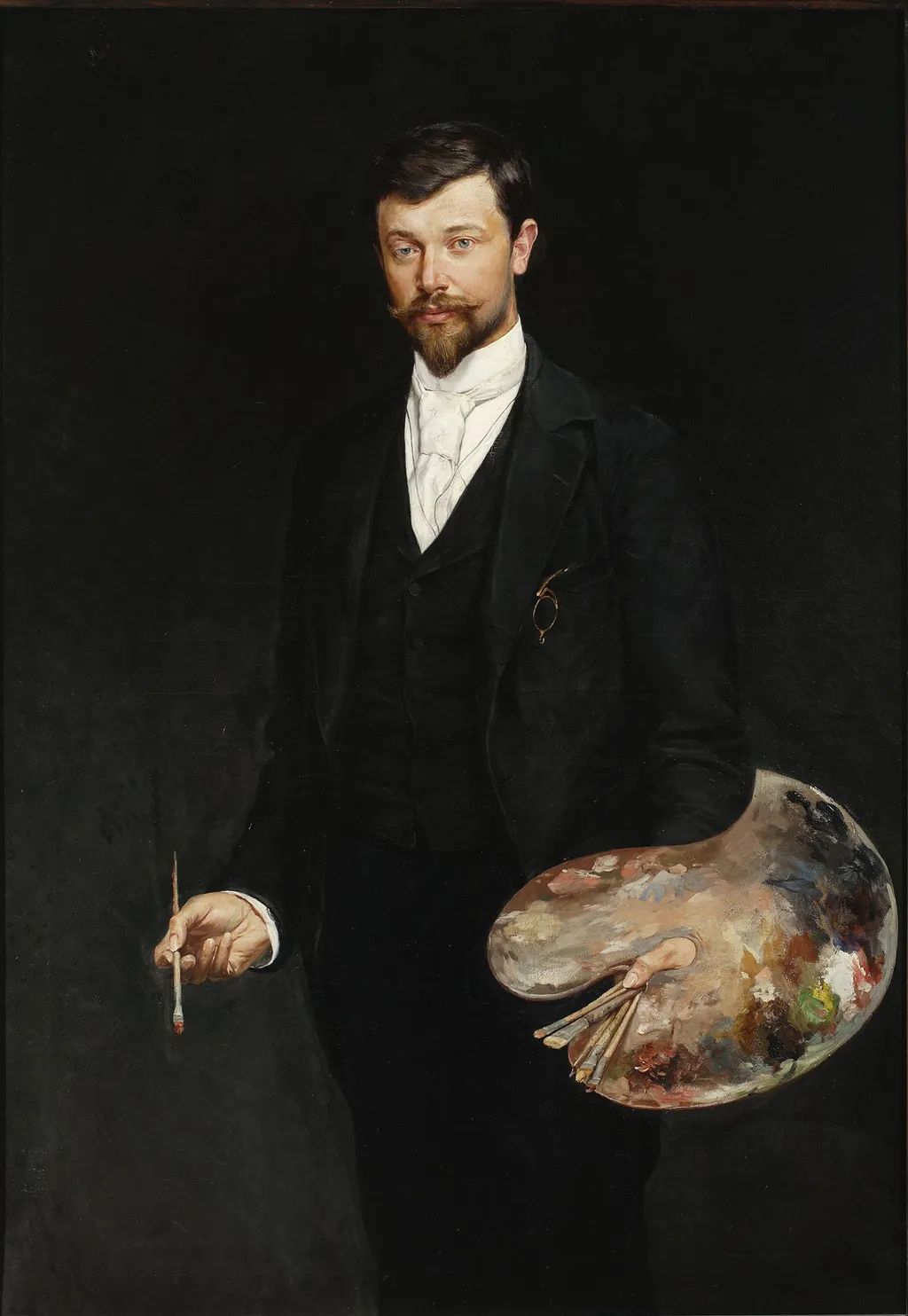 Self-portrait with palette, by Wincenty Wodzinowski, oil, 1898