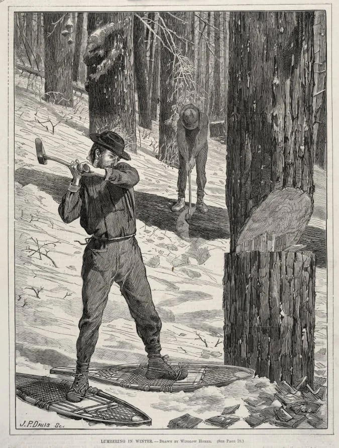 Lumbering in Winter, detail