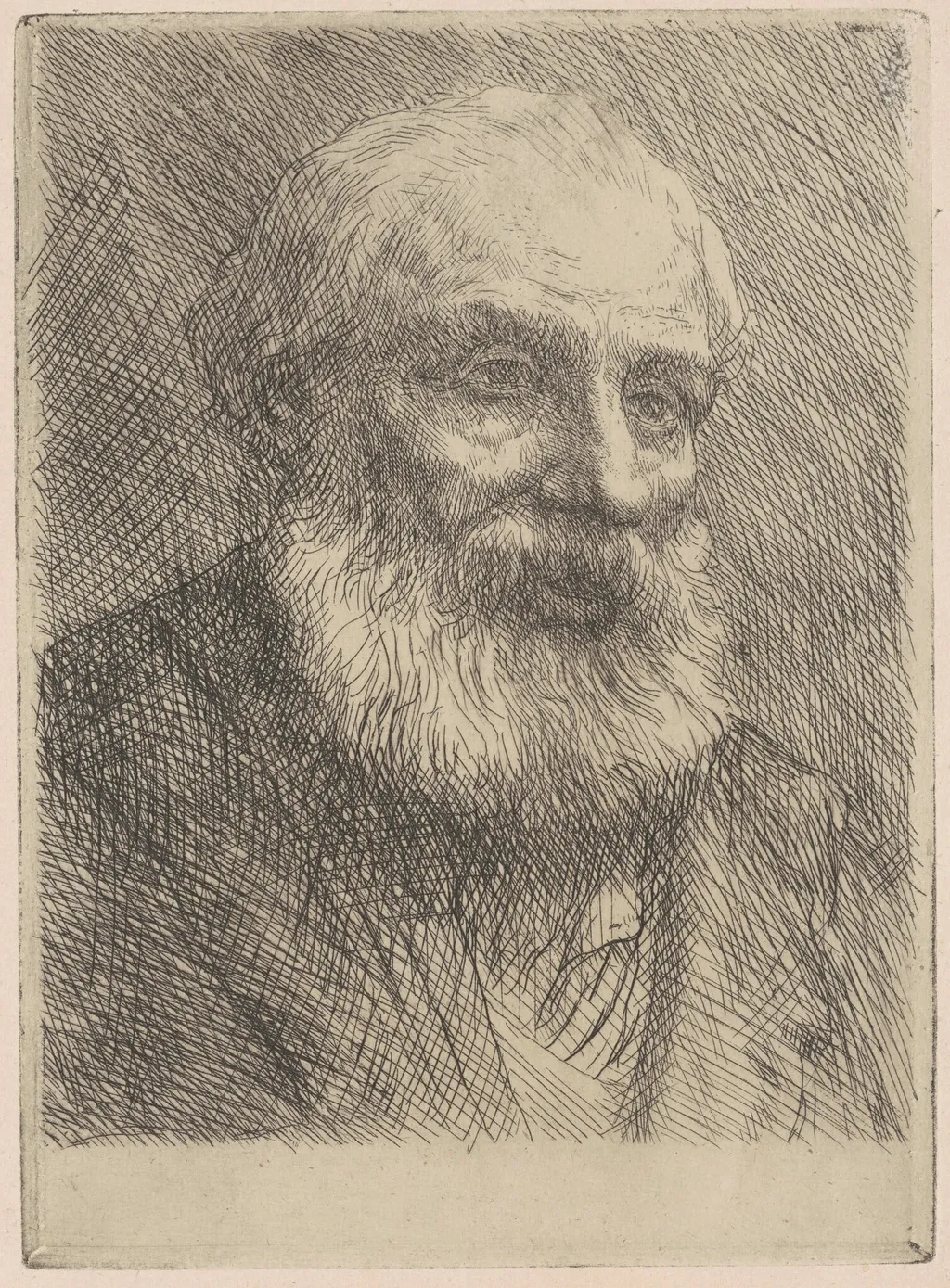 Head of an Old Man (Tête de vieillard), by Alphonse Legros, ink, 1888