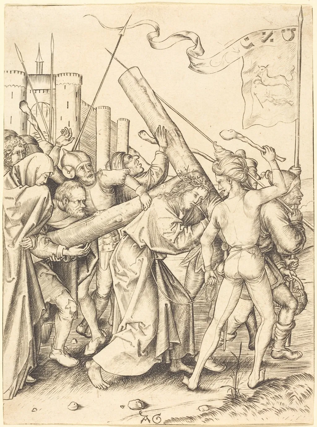 Christ Carrying the Cross, by Master AG, ink, 1472