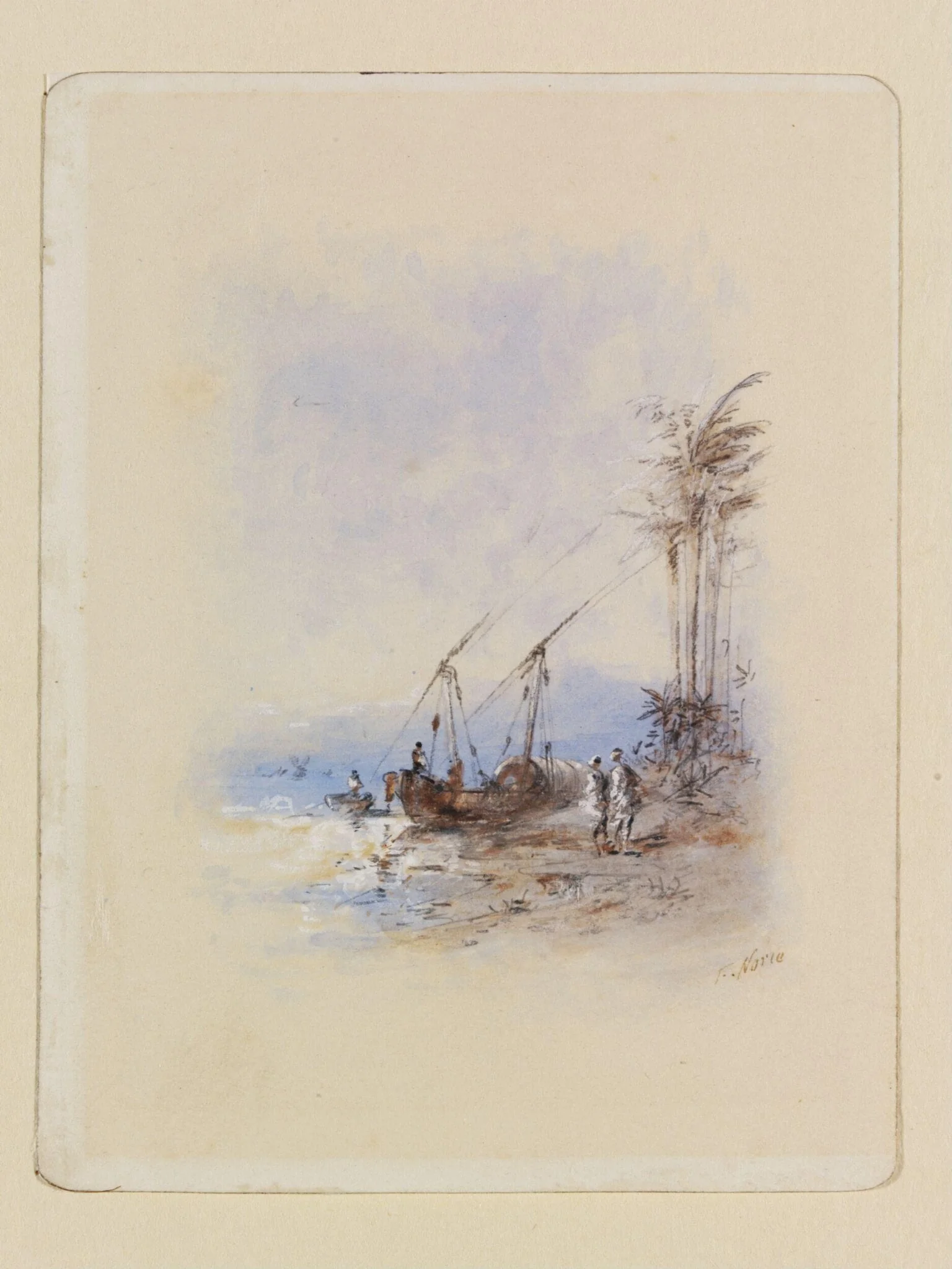 A Scene on the Nile with a Dahabiyyah, detail