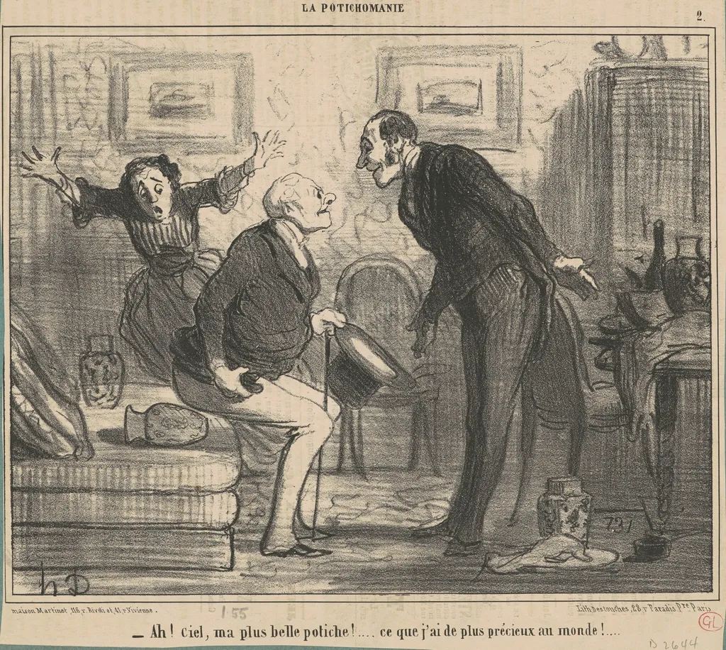 Ah! Ciel, ma plus belle potiche! ..., by Honoré Daumier, ink, 1855