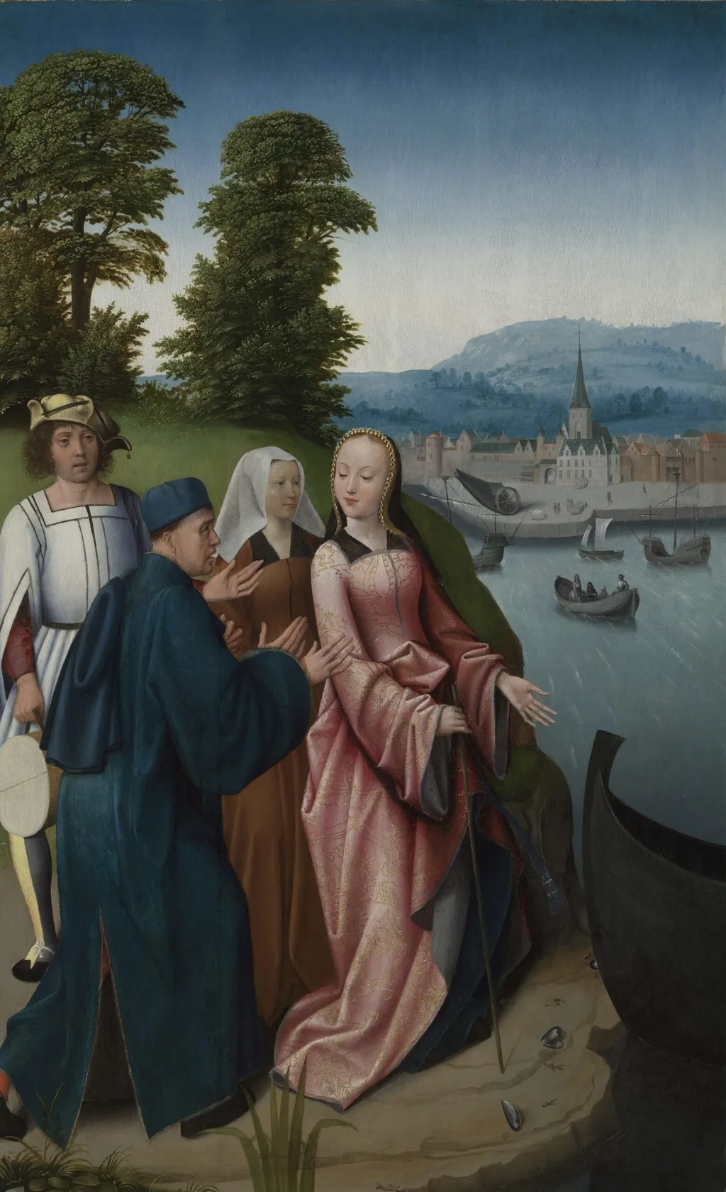 Dymphna and her Companions about to Embark, by Goswin van der Weyden, oil, 1504