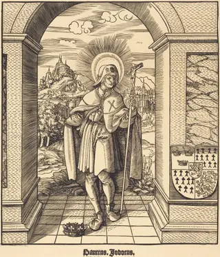 Saint Jodocus, by Leonhard Beck, ink, 1517