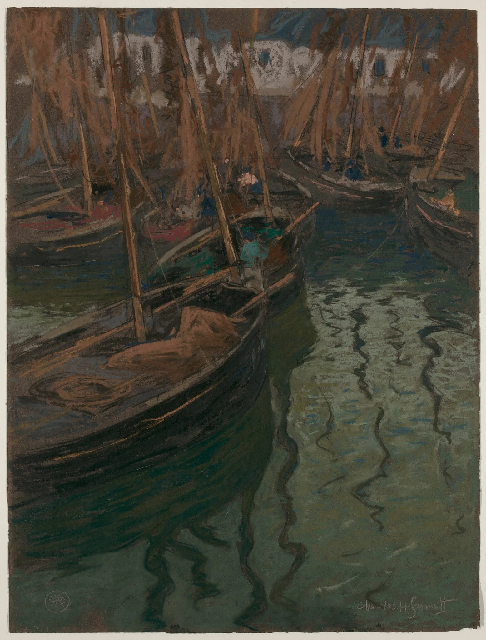 A Dock Harmony--Fishing Boats, detail