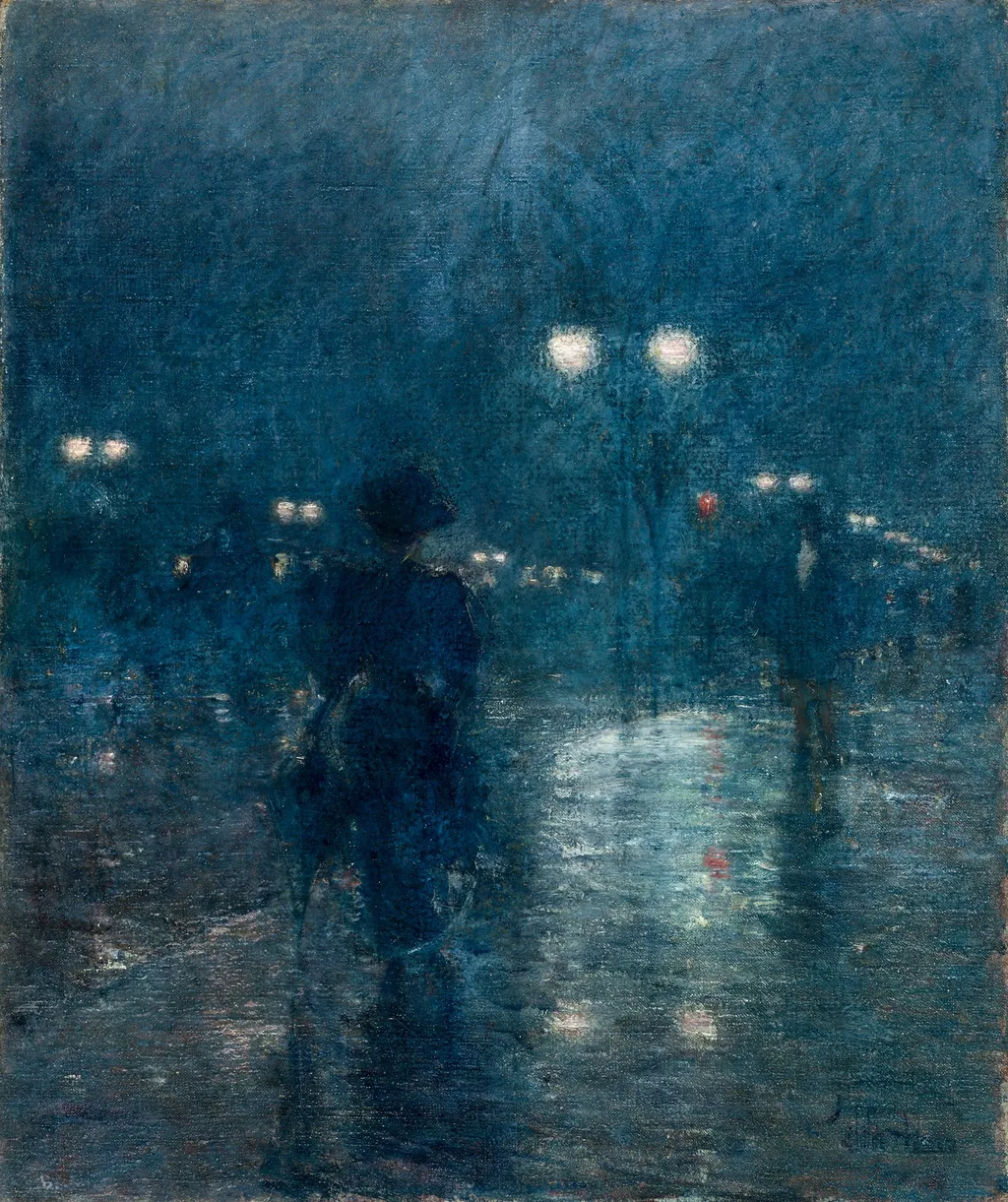 Fifth Avenue Nocturne, by Childe Hassam, oil, 1898