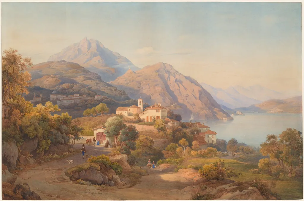 A Summer Evening at the Lago Maggiore, by Salomon Corrodi, graphite, 1845