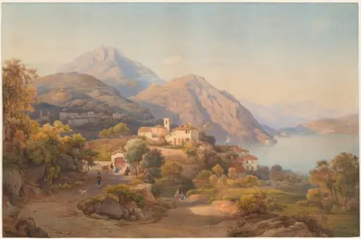 A Summer Evening at the Lago Maggiore, by Salomon Corrodi, graphite, 1845