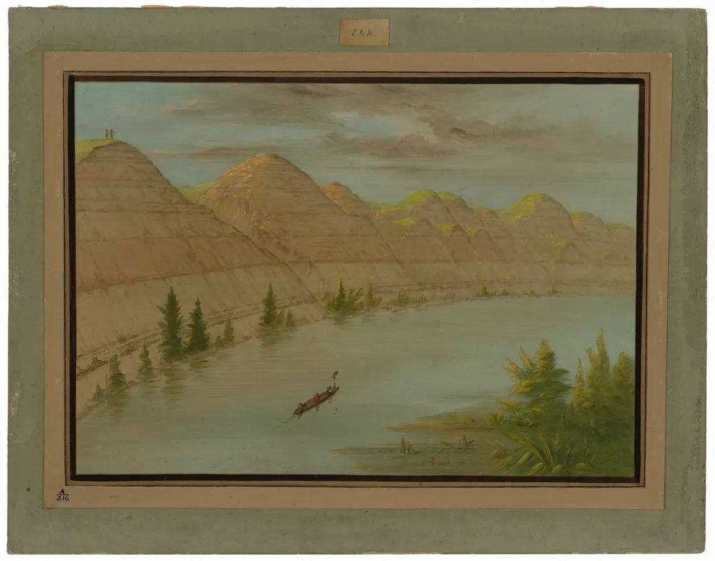 View in the "Grand Detour," Upper Missouri, by George Catlin, oil, 1865